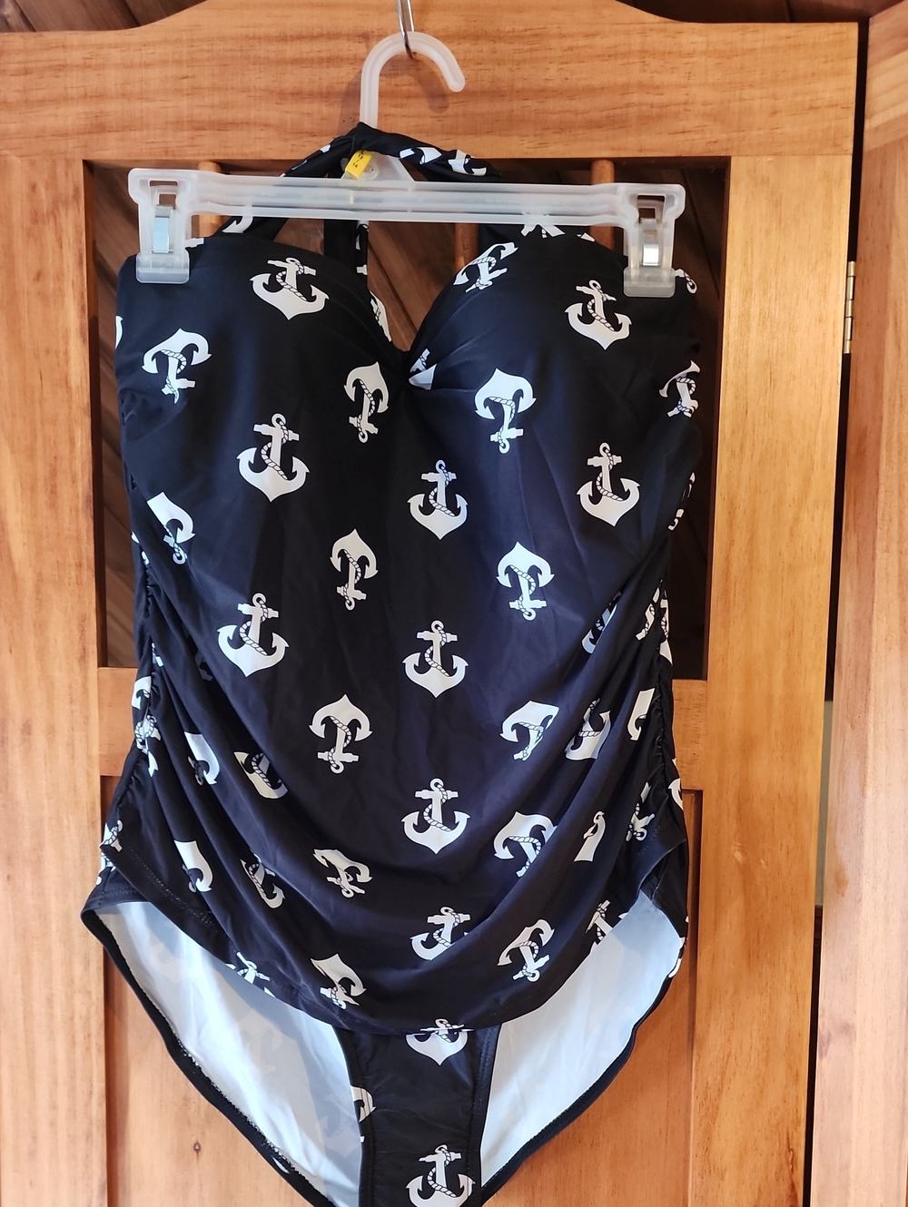Navy Anchor Print One-Piece Swimsuit